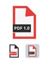Pdf file version 1.0 flat vector icon. First PDF format. Symbol of portable document file for web and print isolated on white Royalty Free Stock Photo