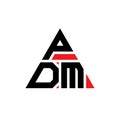 PDM triangle letter logo design with triangle shape. PDM triangle logo design monogram. PDM triangle vector logo template with red Royalty Free Stock Photo