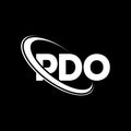 PDO logo. PDO letter. PDO letter logo design. Initials PDO logo linked with circle and uppercase monogram logo. PDO typography for Royalty Free Stock Photo