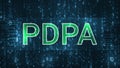 PDPA Personal Data Protection Act Cyber Security in Matrix Binary Code Random Number Falling Background