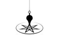 Pendulum for using asking questions. Esoteric pendulum magic for divination and astrology wheel, seven point star or septagram