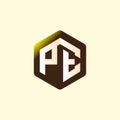 PE Initial letter hexagonal logo vector Royalty Free Stock Photo