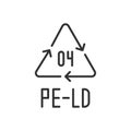 PE-LD 04 recycling code symbol line icon. Plastic recycling vector low density polyethylene sign. Line design. Editable