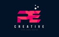 PE P E Letter Logo with Purple Low Poly Pink Triangles Concept