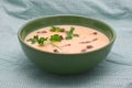 Pea Cream Soup with Grilled Bacon Royalty Free Stock Photo