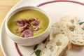 Pea and Ham Soup with Bread Royalty Free Stock Photo