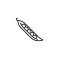 Pea pod with beans line icon