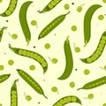 Pea and Pod Set background. Vector seamless pattern. Pea pattern Royalty Free Stock Photo