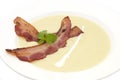 Pea soup and bacon Royalty Free Stock Photo