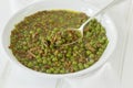 Pea soup with beans and bacon Royalty Free Stock Photo