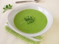 Pea soup with chia sprouts
