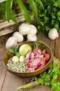 Pea soup ingredients Royalty Free Stock Photo