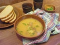 Pea soup in rustic style, traditional cuisine of Belarus