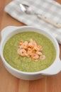 Pea soup with shrimps Royalty Free Stock Photo