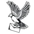 Pigeons Messenger Annimal Drawing Vector Illustration Royalty Free Stock Photo