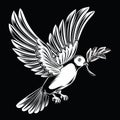 Peace Pigeons Birds Annimal on black background Vector