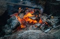 Peace around the campfire Royalty Free Stock Photo