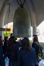 Peace Bell and school girls Royalty Free Stock Photo