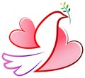 Peace bird with love wings Royalty Free Stock Photo