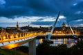 Peace bridge in Derry Londonderry in Northern Ireland with city center Royalty Free Stock Photo