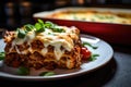 Peace of classic homemade italian lasagna with bolognese sauce just out of the oven Royalty Free Stock Photo