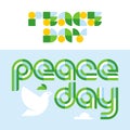 Peace day card with modern lettering and dove holding olive Royalty Free Stock Photo