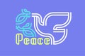 Peace day greeting card with retro lettering and dove Royalty Free Stock Photo