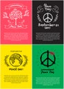 Peace Day International Holiday Posters with Earth Royalty Free Stock Photo