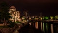 Peace Dome in Hiroshima Japan at night with skyline reflection Royalty Free Stock Photo