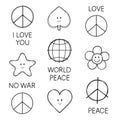 Peace doodle isolated icon vector. Peaceful hand drawn sketch clipart