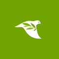 Peace dove with olive branch on a green background. Vector logo template Royalty Free Stock Photo