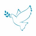 Peace Dove with Olive branch. Vector Illustration. Royalty Free Stock Photo