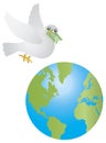 Peace Dove Olive Leaves Flying Over Earth Royalty Free Stock Photo