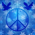 Peace Dove Over Earth Globe and Snowflakes Royalty Free Stock Photo