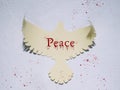 peace dove silhouette with blood splatter. ÃÂ¡oncept the third world war is coming