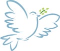 Peace dove symbol with olive branch. Lineal style Royalty Free Stock Photo