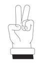 Peace fingers bw vector spot illustration