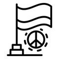 Peace flag icon, outline style Royalty Free Stock Photo