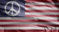 Peace flag USA waving. American peaceful banner. Pacifist united states ensign