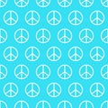 Peace flat vector seamless pattern. Blue Peaceful background