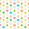 Peace flat vector seamless pattern. Multicolored Peaceful background Royalty Free Stock Photo