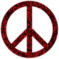 Peace, Freedom symbol in red with black tribal symbol on white background