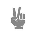 Peace gesture gray icon. Victory hand symbol Royalty Free Stock Photo