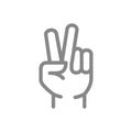Peace gesture line icon. Victory hand symbol Royalty Free Stock Photo