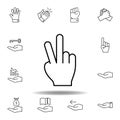 peace gesture outline icon. Set of hand gesturies illustration. Signs and symbols can be used for web, logo, mobile app, UI, UX Royalty Free Stock Photo