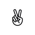 Peace hand vector. Hand gesture V sign for victory or peace hand gesture symbol or icon. Royalty Free Stock Photo