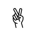 Peace hand vector. Hand gesture V sign for victory or peace hand gesture symbol or icon. Royalty Free Stock Photo