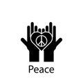 peace, heart, hands icon. Element of Peace and humanrights icon. Premium quality graphic design icon. Signs and symbols collection Royalty Free Stock Photo