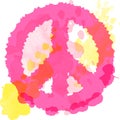 Peace Hippie Symbol over colorful background. Freedom, spirituality, occultism, textiles art. Vector illustration for t