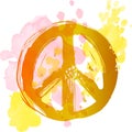Peace Hippie Symbol over colorful background. Freedom, spirituality, occultism, textiles art. Vector illustration for t